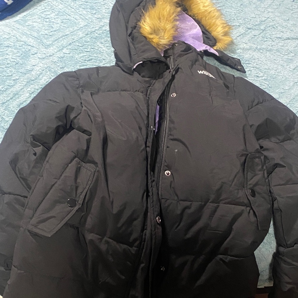 WEAR Black Kids Jacket with Fur Hood